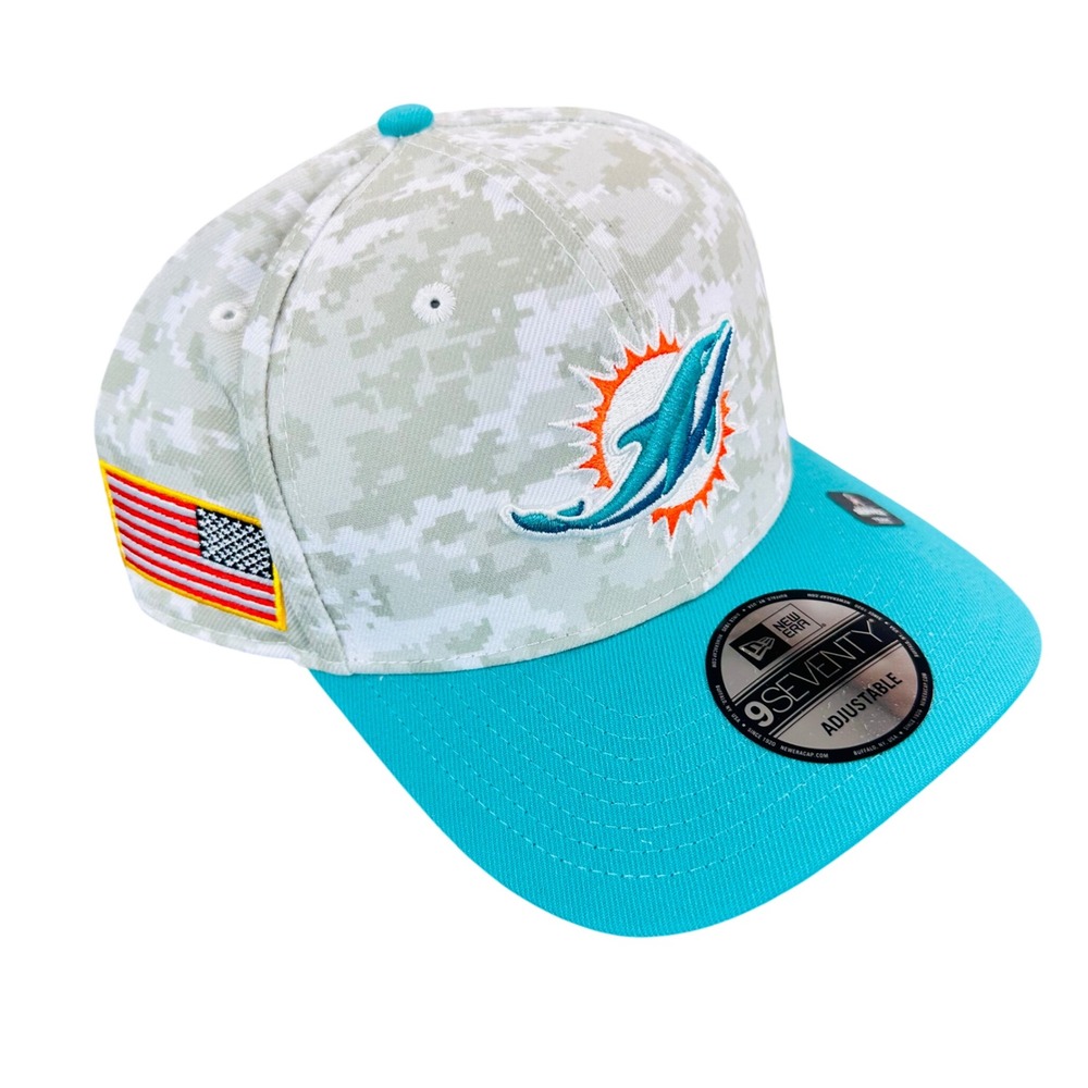 New Era Miami Dolphins 9SEVENTY Salute to Service Camo Teal Snapback Hat